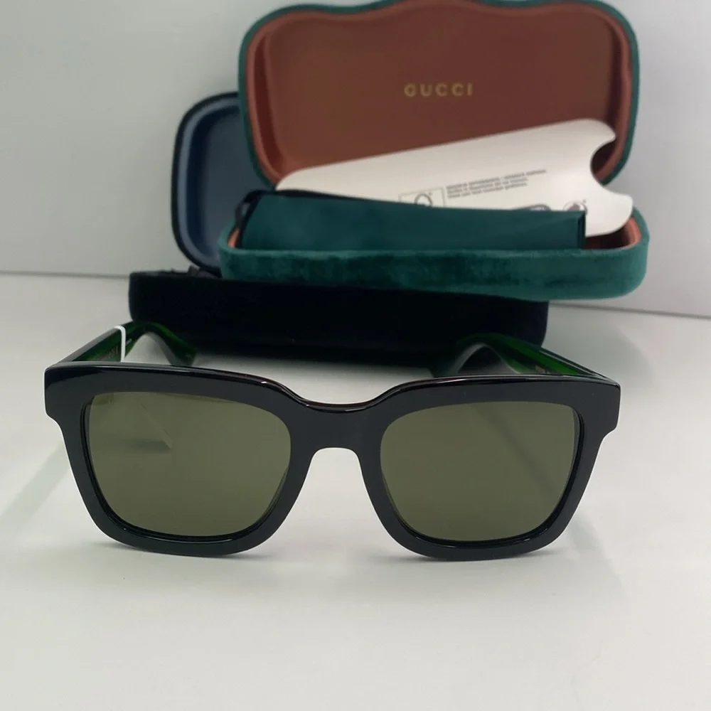 💯 - New Authentic Gucci Green Square Men`s Sunglasses GG0001SN 002 52 GG0001…
